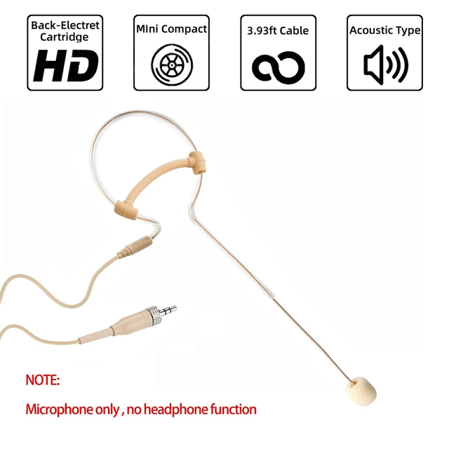 Alt view image 2 of 5 - Sujeetec Headset Microphone Headworn Single Earset Over Ear Hanging Condenser Mic for Sennheiser Wireless System Bodypack Transmitter, Ideal for Singing, Churches, Stage Performance Beige