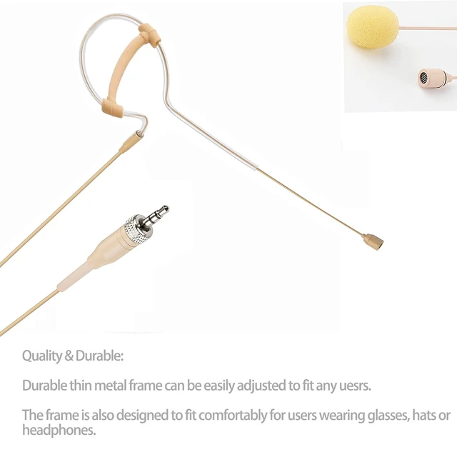 Alt view image 4 of 5 - Sujeetec Headset Microphone Headworn Single Earset Over Ear Hanging Condenser Mic for Sennheiser Wireless System Bodypack Transmitter, Ideal for Singing, Churches, Stage Performance Beige
