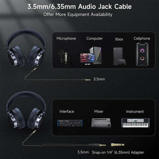 Alt view image 5 of 5 - Wired Headphones, Over Ear Headphones for Studio Monitor & Mixing DJ