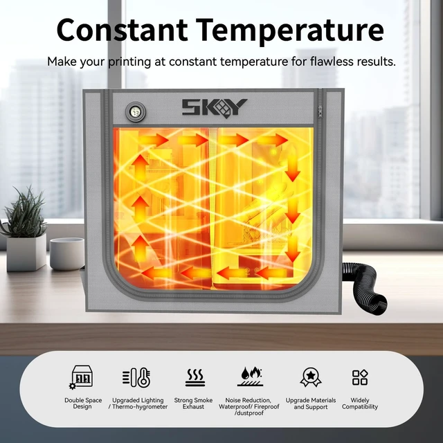 Alt view image 2 of 5 - Large Resin 3D Printer Enclosure with Ventilation Kit LED Light, 3D Printer Vented Enclosure Tent Cover Eliminate Odors Dustproof Isolate Noise Compatible with LCD Resin UV 3D Printer 33*18.9*28.7Inch