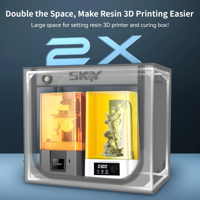 Alt view image 3 of 5 - Large Resin 3D Printer Enclosure with Ventilation Kit LED Light, 3D Printer Vented Enclosure Tent Cover Eliminate Odors Dustproof Isolate Noise Compatible with LCD Resin UV 3D Printer 33*18.9*28.7Inch