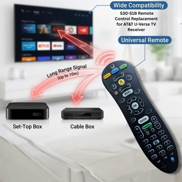 Alt view image 2 of 5 - 2 Pack S30-S1B Remote Control Replacement for AT&T U-Verse Receiver, Backlit, Easy Setup Multi-Function
