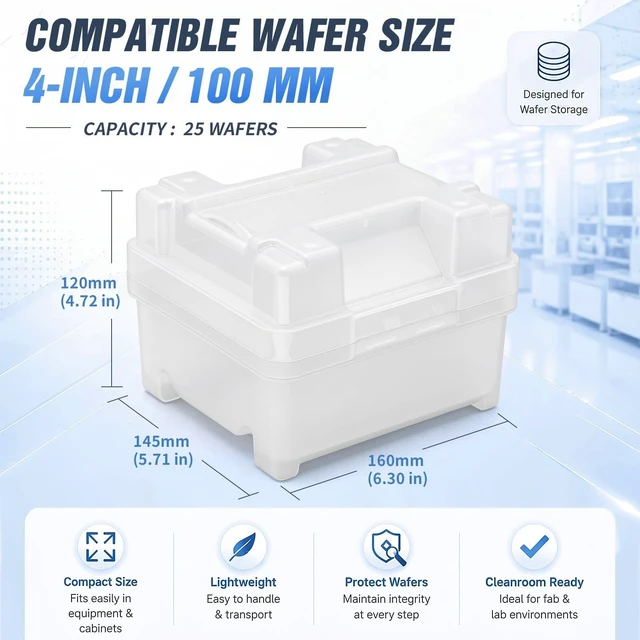 Alt view image 2 of 5 - Innconee Wafer Cassette Storage Box for 4-Inch Wafers, 25 Slots