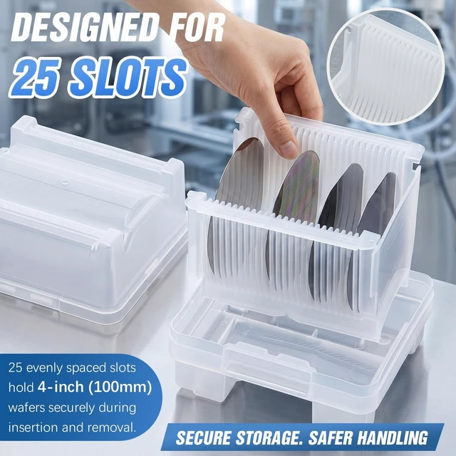 Alt view image 5 of 5 - Innconee Wafer Cassette Storage Box for 4-Inch Wafers, 25 Slots