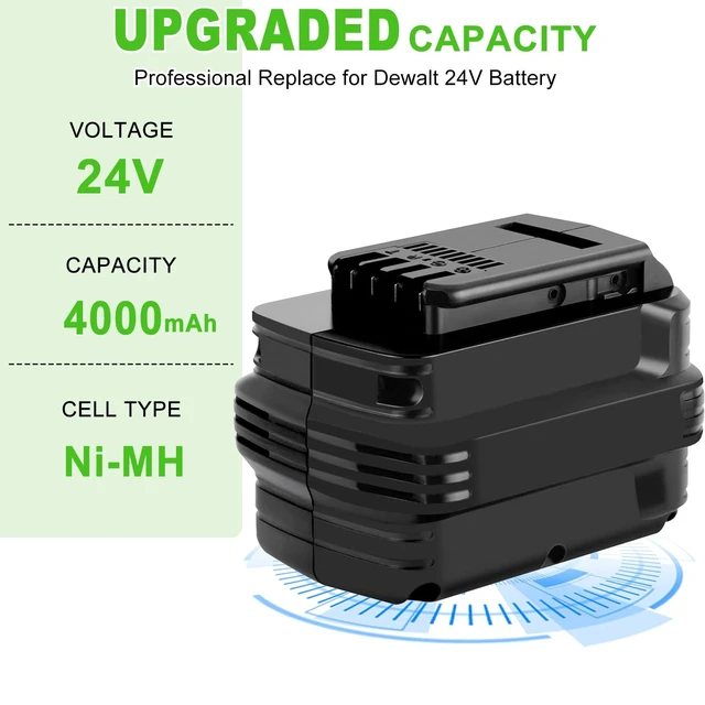 Alt view image 2 of 5 - Hanaix 4000mAh Ni-Mh Battery for DeWalt 24V Battery DW0240, DW0241, DW0242