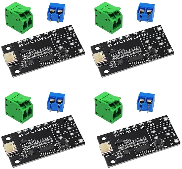 Main image of 4PCS USB-C PD3.0/3.1 QC Trigger Module 5V 9V 12V 15V 20V 28V 5A Adjustable Voltage Power Trigger Board Type-C Female Input with Indicator