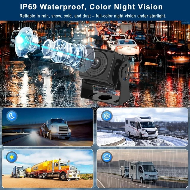 Alt view image 2 of 5 - HD 1080P RV Backup Camera System 7" Monitor with 2 Rear Side View Camera Easy Installation IP69 Waterproof Colour HD Night Vision for RV Truck Trailer Tractor
