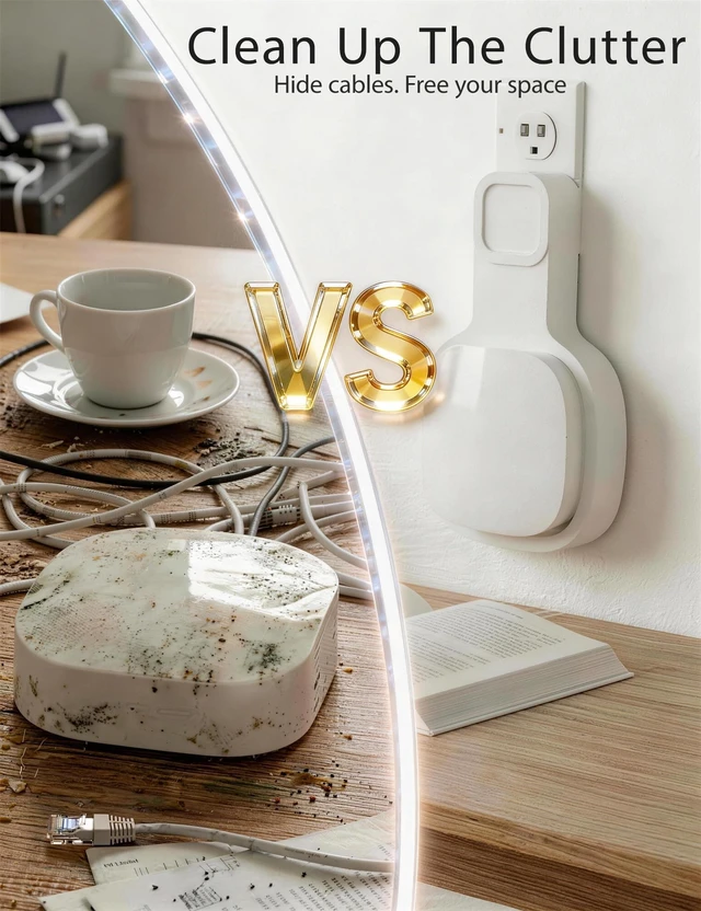 Alt view image 3 of 5 - Wall Mount Holder for eero 6 and eero 6+ Router Mesh Wi-Fi System, No Messy Wires, Space Saving, Outlet Wall Mount for eero 6 Plus, Stand Bracket for eero 6 Extender, 3 Pcs