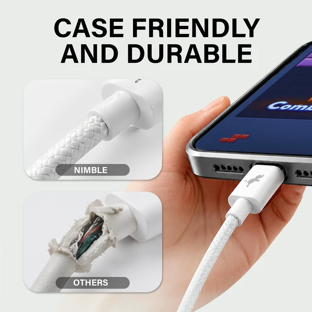Alt view image 3 of 5 - Nimble POWERKNIT USB-A to USB-C Cable 3M/10FT, Durable Fast Charging Cord