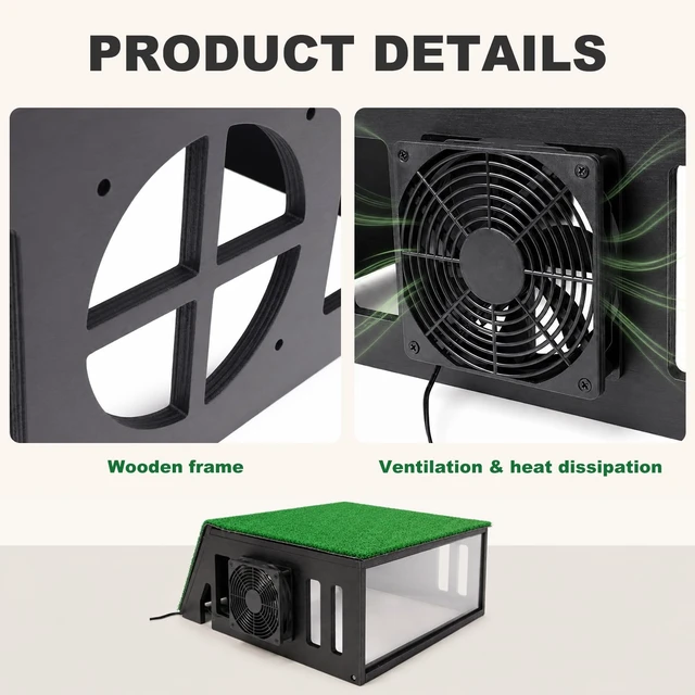 Alt view image 4 of 5 - Wooden Golf Simulator Projector Cover - Heavy Duty Floor Mounted Solid Wood Enclosure with Cooling Fan & Dustproof Design, Compatible with Most Projectors, Premium Home Golf Sim Setup