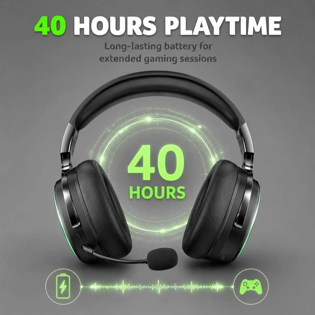 Alt view image 5 of 5 - syndesmos Bluetooth 5.4 Gaming Headphones Wireless Gaming Headset for PS4