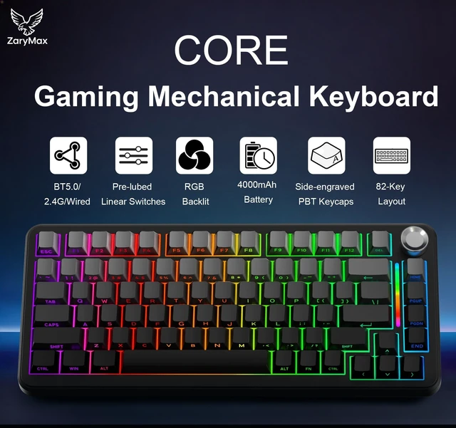 Alt view image 2 of 5 - ZaryMax CORE V1 RGB Mechanical Keyboard,Color Black