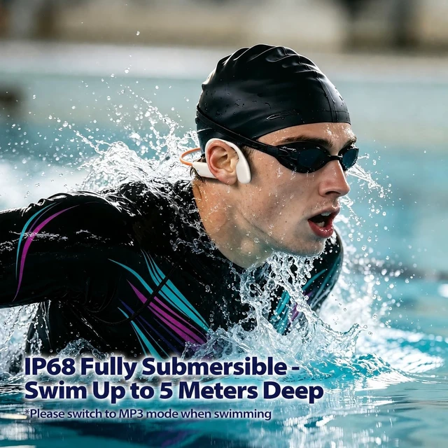 Alt view image 3 of 5 - Bone Conduction Headphones for Swimming Running Open-Ear Earbuds Waterproof
