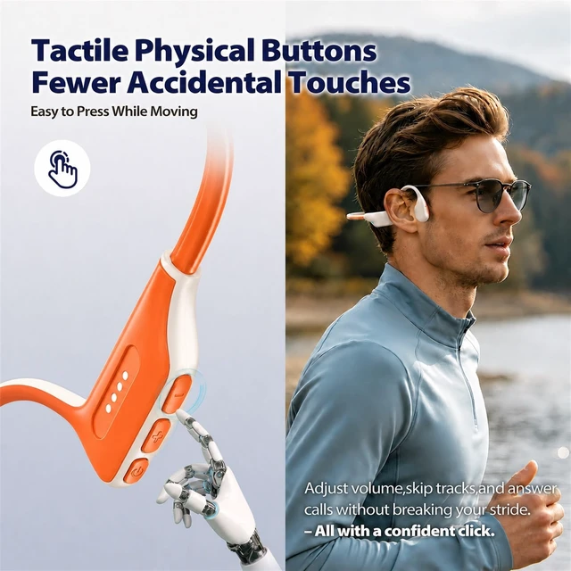 Alt view image 5 of 5 - Bone Conduction Headphones for Swimming Running Open-Ear Earbuds Waterproof