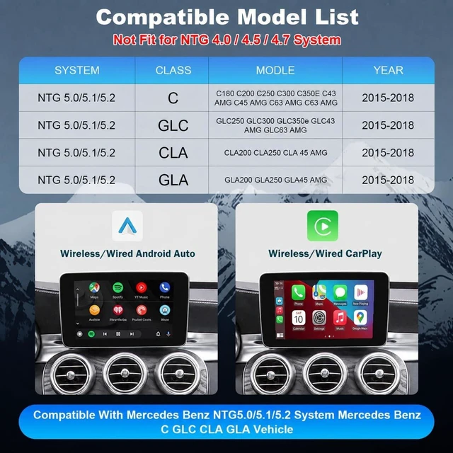 Alt view image 4 of 5 - Wireless CarPlay Android Auto Kit for Mercedes NTG5.0 B/C/GLC/CLA/GLA