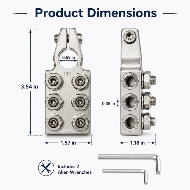 Alt view image 2 of 5 - TTLCFP 12-Way Battery Terminal Connectors, Car Positive & Negative Battery Terminal Clamps for Lead Acid, 8AWG up to 4/0(XL) AWG Terminals Connector for SAE/DIN/EN Tapered Top Post
