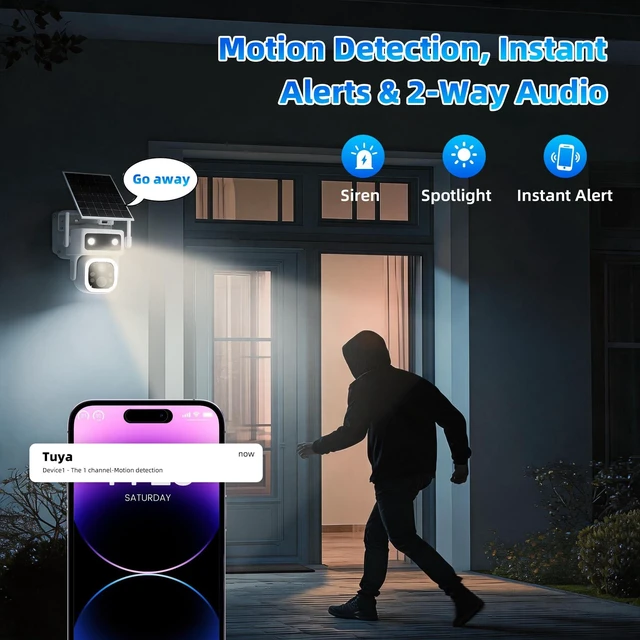 Alt view image 4 of 5 - 2 Pack 4G LTE Cellular Solar Security Camera Outdoor Wireless, Lifetime Free Data & Zero Monthly Fee, No WiFi, 2K PTZ, Color Night Vision, PIR, 2-Way Audio, IP66