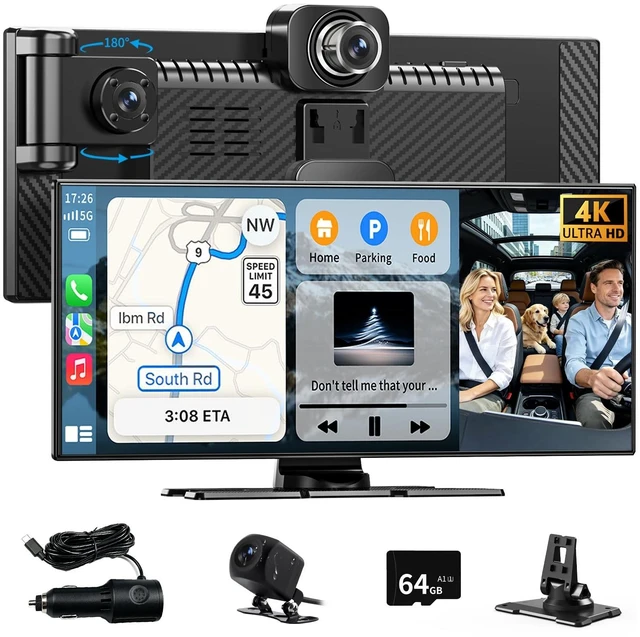 Main image of Largest 11.5'' Wireless A-pple Carplay Screen for Car, Upgrade Carplay & Android Auto HD Touchscreen Car Stereo with 4K Front+1080P Rear & Infrared Cabin Cam and 64GB Card/APP View/Airplay/Siri