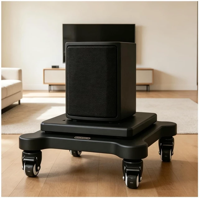 Main image of 13.7x15.7 Subwoofer Isolation Stand with Anti-Vibration Rubber Base casters
