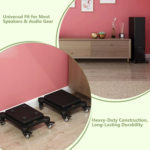 Alt view image 5 of 5 - 13.7x15.7 Subwoofer Isolation Stand with Anti-Vibration Rubber Base casters