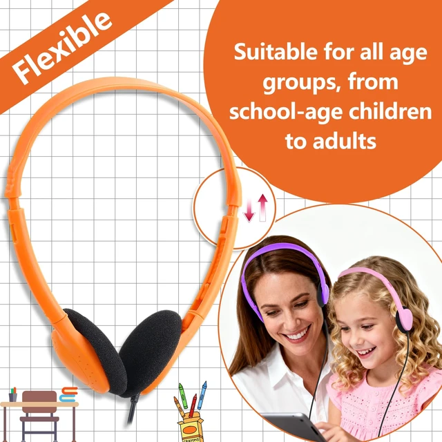 Alt view image 2 of 5 - OYSLKJ USB C Classroom Headphones Bulk for Kids, Wired On Ear 20 Pack