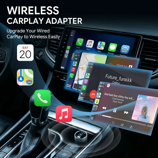 Alt view image 3 of 5 - Wireless CarPlay & Android Auto Adapter, 2026 Upgraded 2-in-1 Wireless CarPlay Adapter, Mini Plug & Play, Fast Auto-Connect & No Latency, Easy Setup, Wide Vehicle Compatibility USB & USB