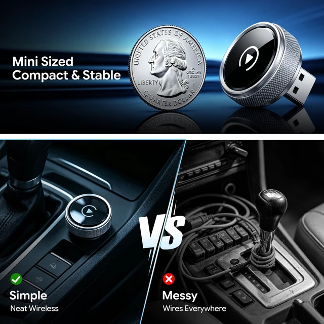 Alt view image 4 of 5 - Wireless CarPlay & Android Auto Adapter, 2026 Upgraded 2-in-1 Wireless CarPlay Adapter, Mini Plug & Play, Fast Auto-Connect & No Latency, Easy Setup, Wide Vehicle Compatibility USB & USB