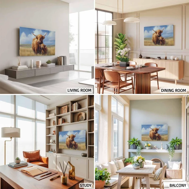 Alt view image 5 of 5 - Highland Cow Indoor TV Cover for 65 Inch Screen, Rustic Art Calf in A Lush Farmhouse Grassland Elastic TV Display Protector Stretch Dust Television Monitor Slipcover for LED LCD