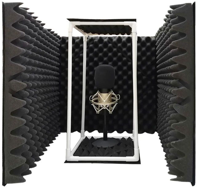 Main image of TroyStudio Large Microphone Isolation Shield, Foldable Vocal Booth Reflection Filter, 2 Inches Thick Acoustic Foam Panel Music Sing Podcast Recording Studio Adjustable Sound Box for Desk & Laptop