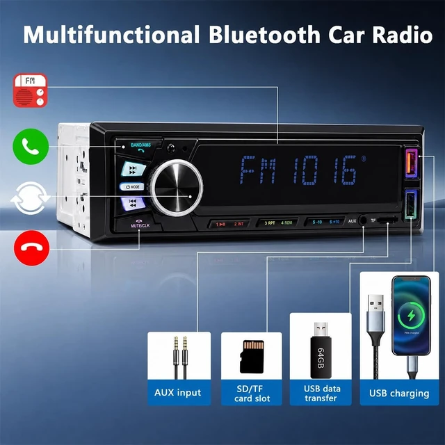Alt view image 5 of 5 - New Model car Bluetooth Amplifier with 7-Color Lighting
