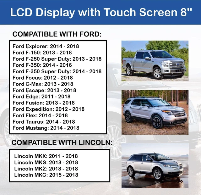 Alt view image 3 of 4 - SCREENTRONICS Touch Screen LCD Monitor 8" for Sync 3 Radio Navigation Compatible with Ford Explorer F-150 F-250 F-350 Focus Escape Edge Fusion Expedition Flex Taurus Lincoln MKX MKS MKZ # LQ080Y5DZ05