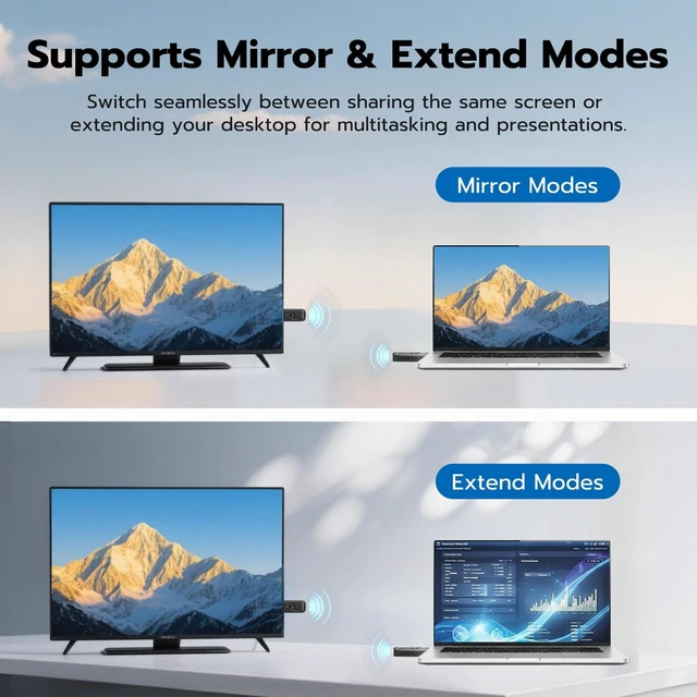 Alt view image 3 of 5 - 2026 Upgraded Wireless HDMI Transmitter and Receiver 165FT/50M, 4K Decode 1080P@60Hz Ultra HD Video Output, Plug&Play 5G+2.4G for Video and Audio to Monitor from PC/Projector/TV Box