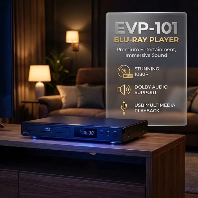 Alt view image 2 of 5 - Blu Ray DVD Player, 1080P Home Theater Disc System, Play All DVDs and Region A 1 Blu-Rays, Support Max 128G USB Flash Drive + HDMI/AV/Coaxial Output + Built-in PAL/NTSC with HDMI/AV Cable