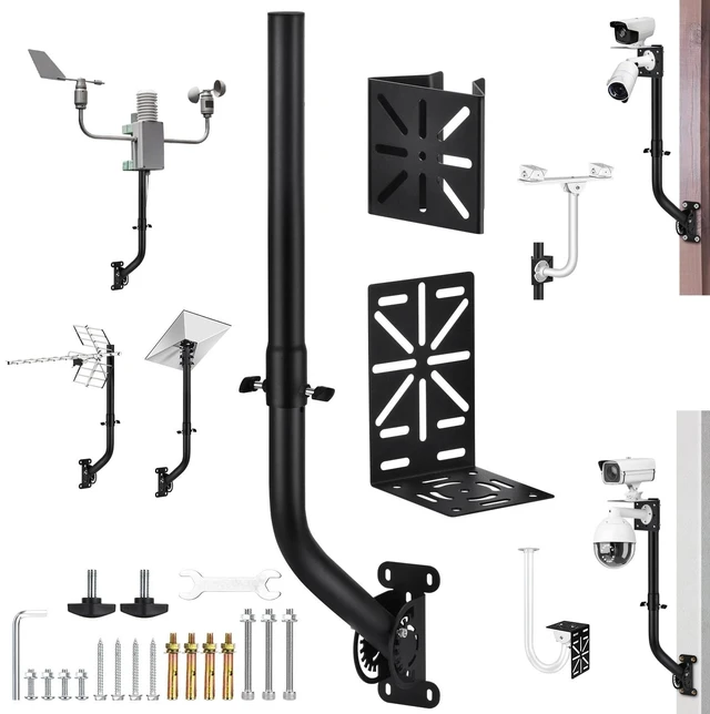 Main image of Universal Adjustable Outdoor Antenna Mounting Pole Weather Station Mount Heavy-Duty J-Shaped Bracket for Starlink Dish Weather Station Pole WiFi Extender Antennas(34.65 * 1.26 Inches)