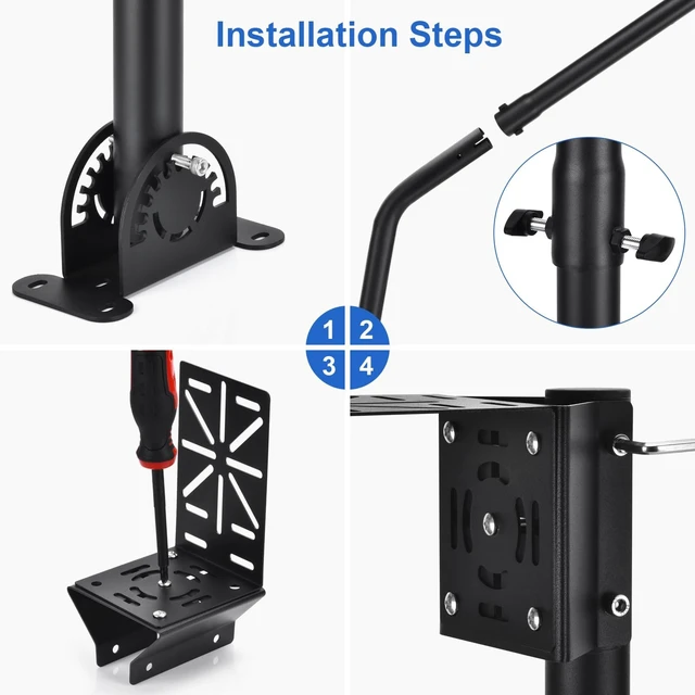 Alt view image 3 of 5 - Universal Adjustable Outdoor Antenna Mounting Pole Weather Station Mount Heavy-Duty J-Shaped Bracket for Starlink Dish Weather Station Pole WiFi Extender Antennas(34.65 * 1.26 Inches)