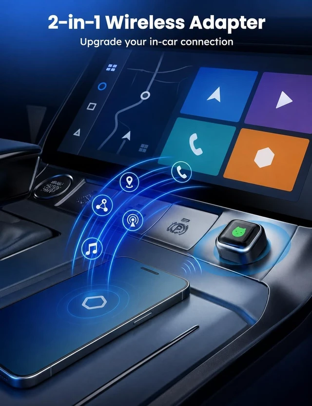 Alt view image 2 of 5 - Mini Wireless Adapter Compatible with CarPlay, USB-A/USB-C