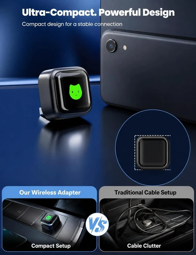 Alt view image 3 of 5 - Mini Wireless Adapter Compatible with CarPlay, USB-A/USB-C