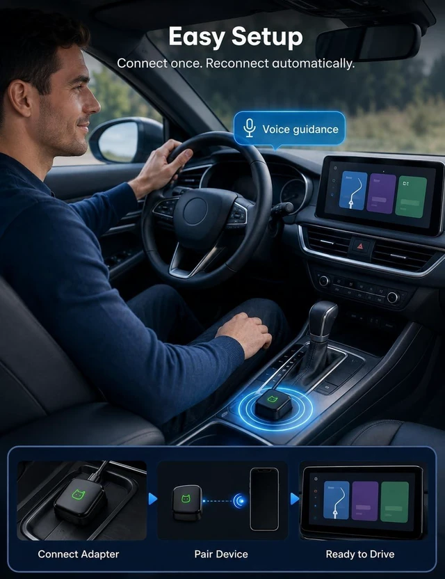 Alt view image 4 of 5 - Mini Wireless Adapter Compatible with CarPlay, USB-A/USB-C
