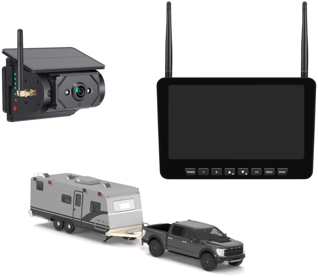 Main image of AOMOSUR Magnetic Solar Wireless Backup Camera with 7" Monitor System