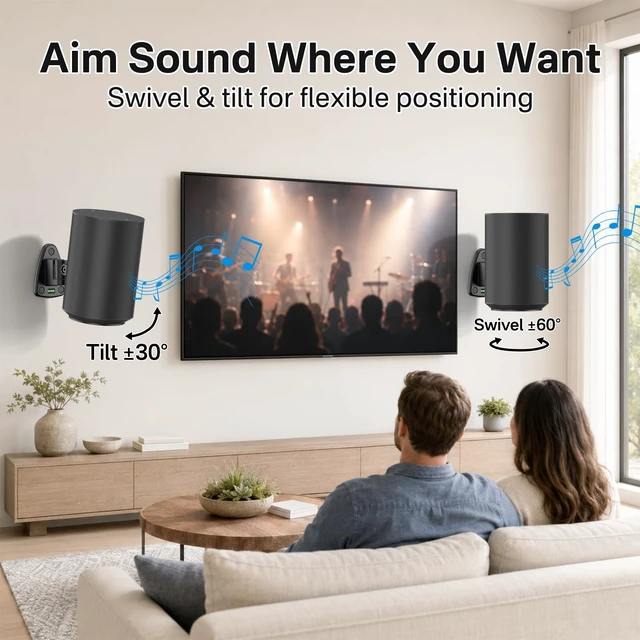 Alt view image 3 of 5 - Pair of Speaker Wall Mount for Sonos Era 100, Era 100 SL Speakers, Black