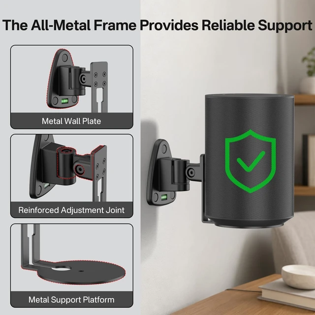 Alt view image 4 of 5 - Pair of Speaker Wall Mount for Sonos Era 100, Era 100 SL Speakers, Black
