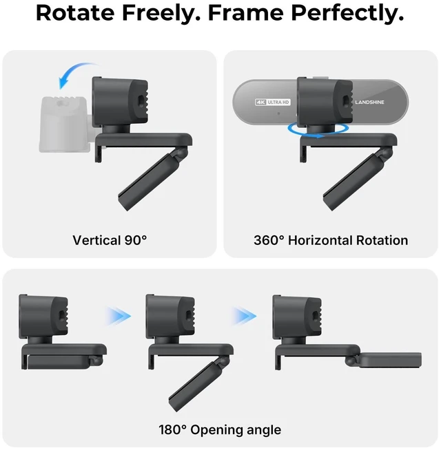 Alt view image 5 of 5 - 4K Webcam with Microphone, Triple Privacy Protection Computer Camera Calls