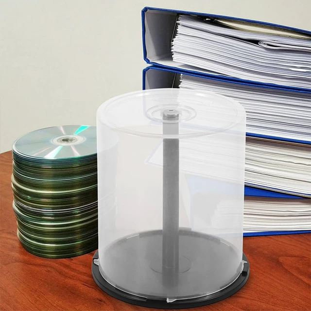 Alt view image 4 of 5 - Holibanna Clear Cd Storage Bucket Empty Dvd Storage Box Transparent Disc Organizer for Home Dorm Office Space-Saving Media Holder 5.94 X 5.59 X 5.59 in 4 pack