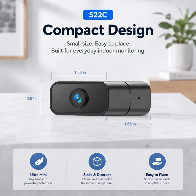 Alt view image 2 of 5 - DTBIO Mini Security Camera, 1080P HD WiFi Small Nanny Cam Hidden Camera