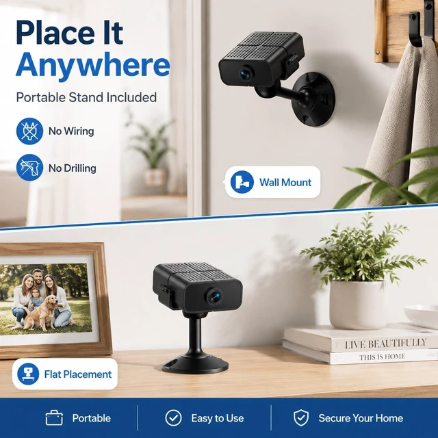 Alt view image 4 of 5 - DTBIO Mini Security Camera, 1080P HD WiFi Small Nanny Cam Hidden Camera