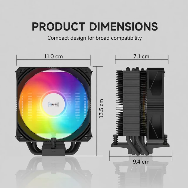 Alt view image 2 of 5 - ProArtist X400 Black CPU Air Cooler,110mm High Performance PWM Fan, 4 Copper Heat Pipes, PC Cooler with AGHP Technology, Low Noise & Easy Installation for AMD AM5 & Intel LGA 1851/1700 (X400 Max