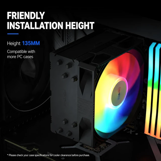 Alt view image 3 of 5 - ProArtist X400 Black CPU Air Cooler,110mm High Performance PWM Fan, 4 Copper Heat Pipes, PC Cooler with AGHP Technology, Low Noise & Easy Installation for AMD AM5 & Intel LGA 1851/1700 (X400 Max