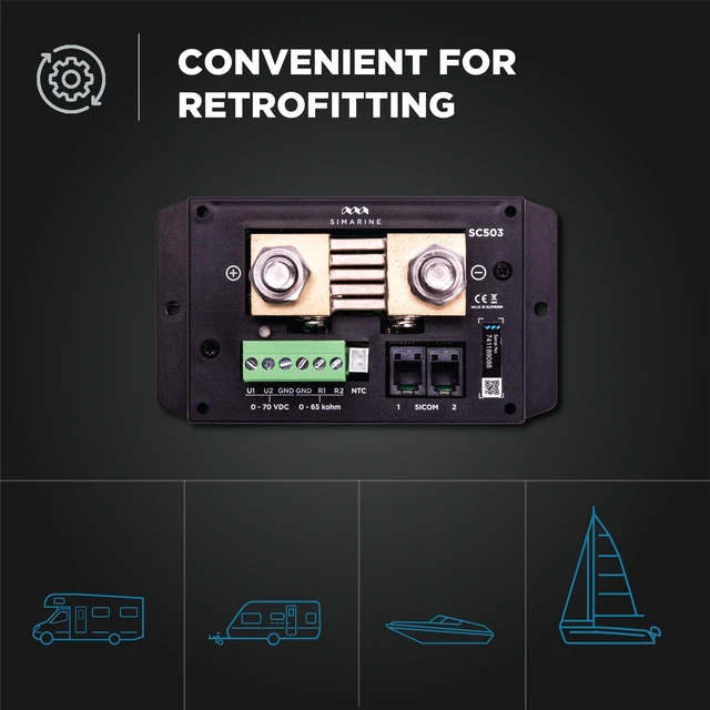 Alt view image 2 of 5 - Simarine SC503 shunt 500A, Tank Monitoring, Inverter Monitoring, Compatible with PICO Battery Monitor and VIA Control Panel, Compatible with Simarine PICO Battery Monitor and VIA Control Panel