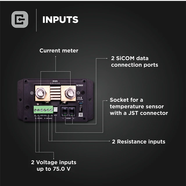 Alt view image 3 of 5 - Simarine SC503 shunt 500A, Tank Monitoring, Inverter Monitoring, Compatible with PICO Battery Monitor and VIA Control Panel, Compatible with Simarine PICO Battery Monitor and VIA Control Panel