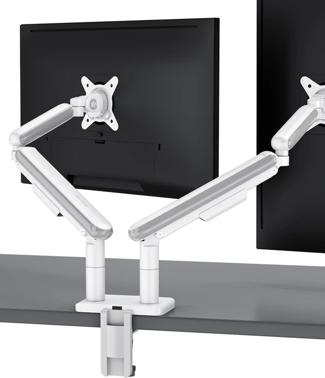 Main image of Desktronic Dual Monitor Arm PowerSpring Technology for 2 Monitors, Up to 34" & 17.6 lbs Each, 360 Rotation, VESA 75/100 Compatible, Ergonomic Design for Home Office & Gaming Setup